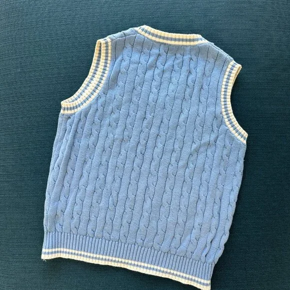 Vintage-Inspired Blue Cable Knit Sweater Vest – J. Galt Shanghai - Picture 7 of 7